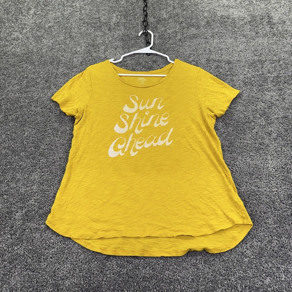 Old Navy Shirt Womens L Yellow Sun Shine Ahead Graphic Tee Casual Summer Jersey